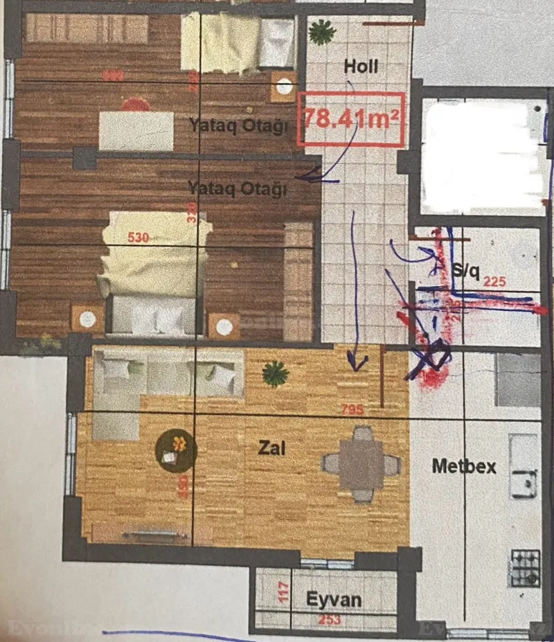 Satılır 3 otaqlı Mənzil Yeni tikili 78 m² Masazır - şəkil 5