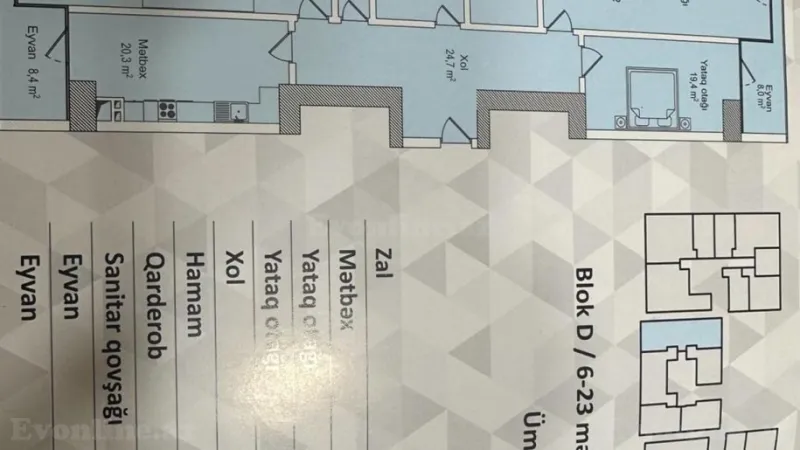 Satılır 4 otaqlı Mənzil Yeni tikili 186 m² Xətai m. - şəkil 9