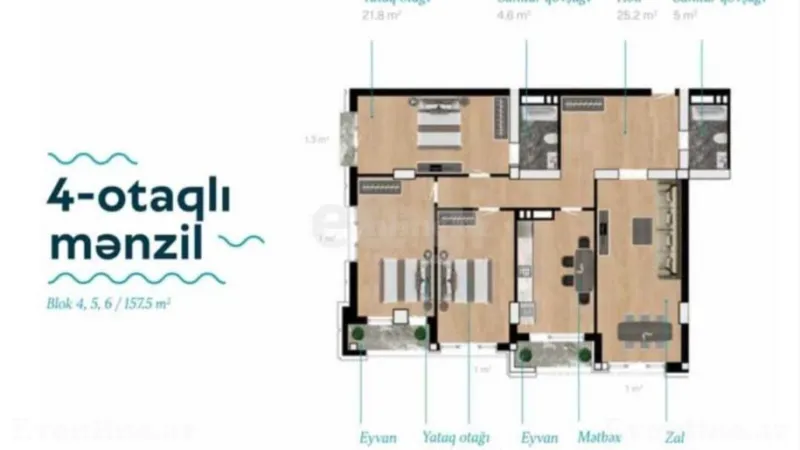 Satılır 4 otaqlı Mənzil Yeni tikili 157.5 m² Nizami m. - şəkil 3