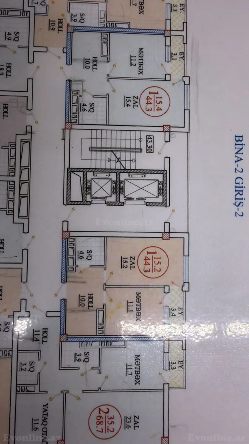Satılır 2 otaqlı Mənzil Yeni tikili 44.5 m² İnşaatçılar m. - şəkil 5