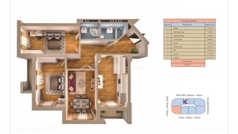 Satılır 3 otaqlı Mənzil Yeni tikili 116.5 m² Gənclik m.