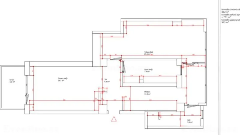 Kirayə verilir 3 otaqlı Mənzil Köhnə tikili 83.2 m² Səbail r. - şəkil 8
