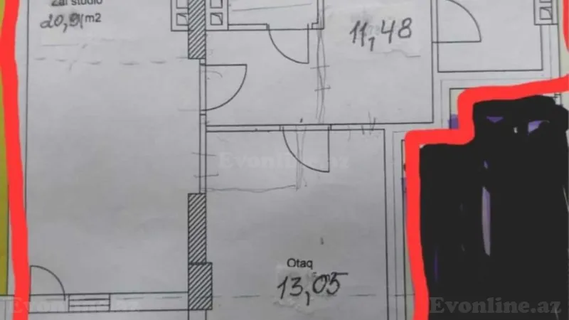 Satılır 2 otaqlı Mənzil Yeni tikili 72 m² Nərimanov r. - şəkil 3