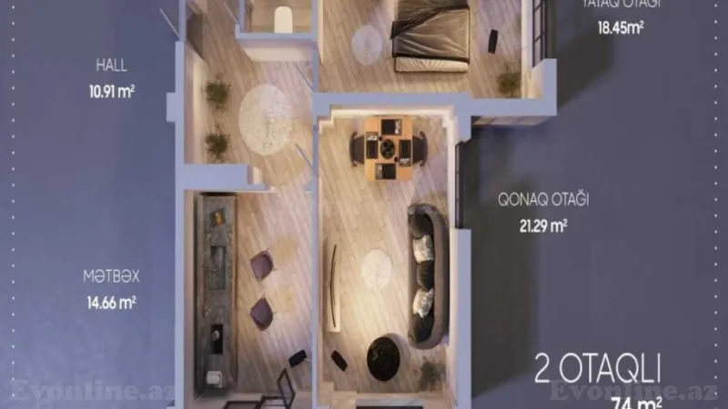 Satılır 2 otaqlı Mənzil Yeni tikili 74 m² Həzi Aslanov - şəkil 7