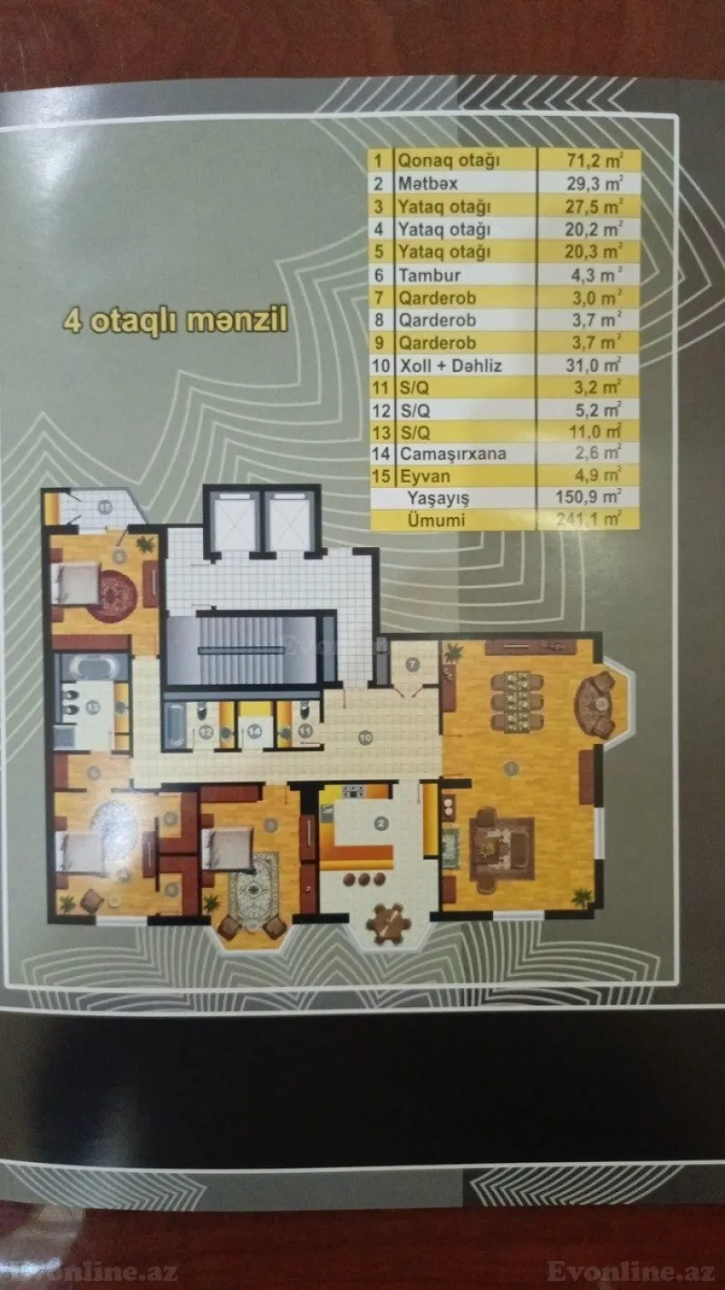 Satılır 4 otaqlı Mənzil Yeni tikili 241 m² 28 May m. - şəkil 9