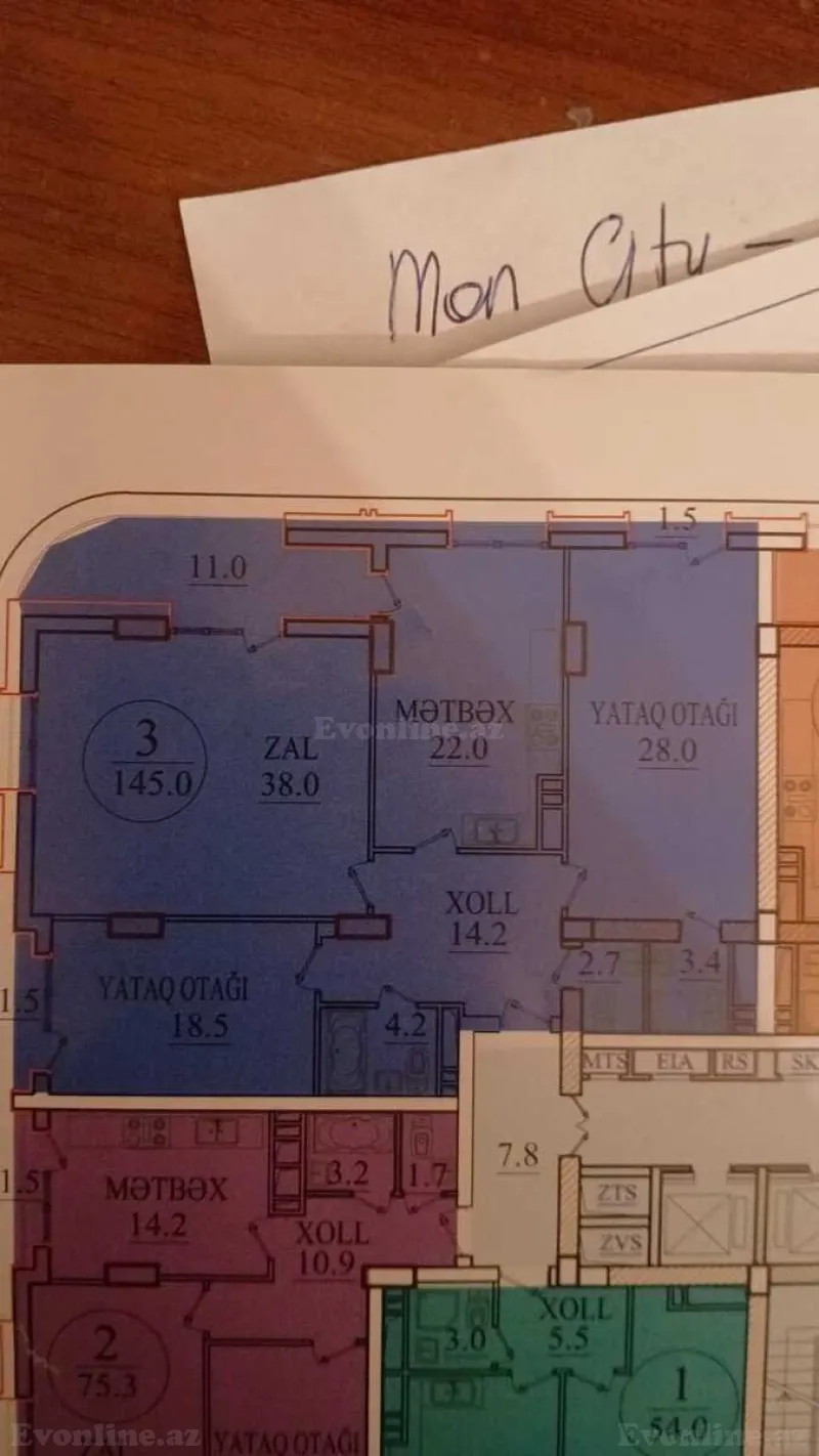 Satılır 3 otaqlı Mənzil Yeni tikili 148 m² Nizami m. - şəkil 4