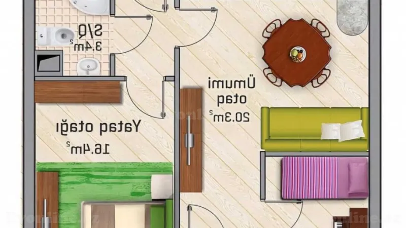 Satılır 2 otaqlı Mənzil Yeni tikili 53.1 m² 8-ci kilometr - şəkil 13