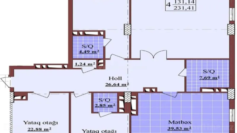 Satılır 4 otaqlı Mənzil Yeni tikili 231.4 m² Gənclik m. - şəkil 8