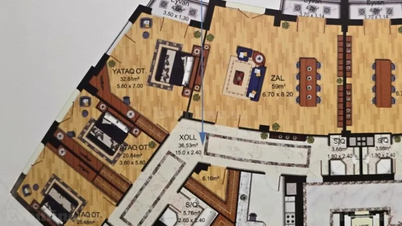 Satılır 5 otaqlı Mənzil Yeni tikili 266 m² Xətai m. - şəkil 3