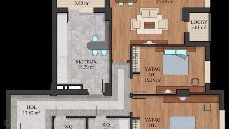 Satılır 3 otaqlı Mənzil Yeni tikili 111 m² Həzi Aslanov - şəkil 10