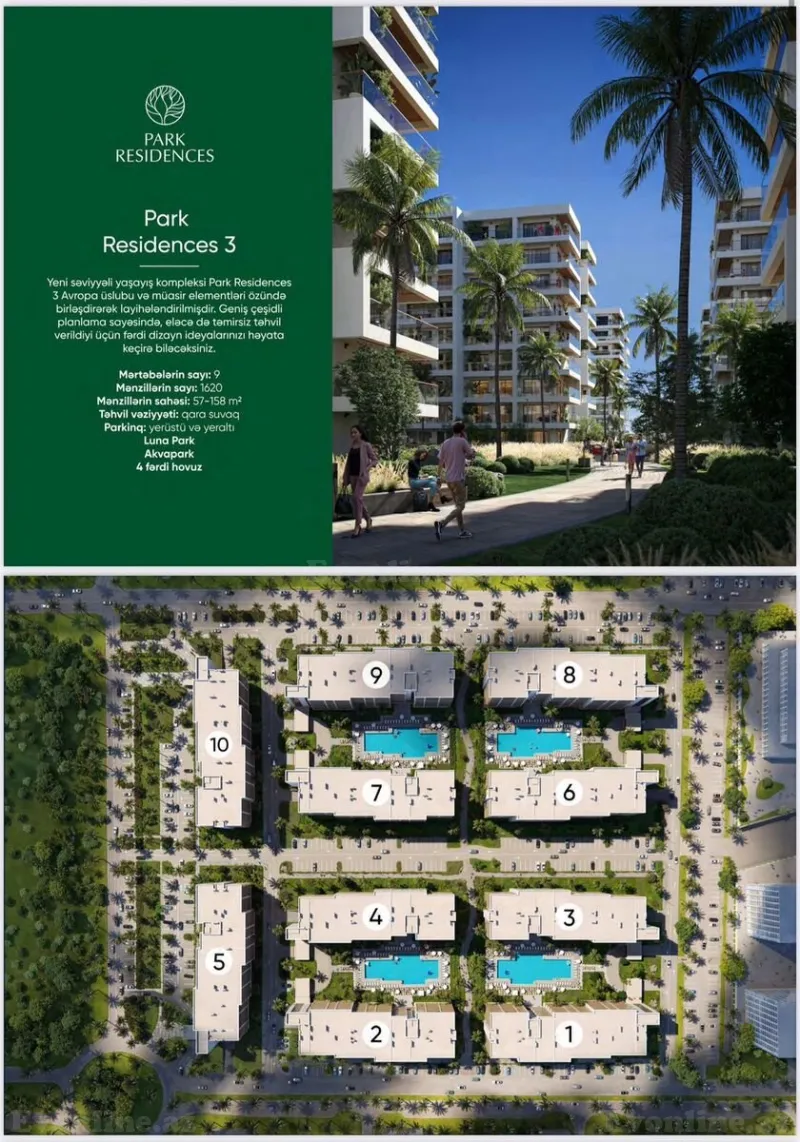 Satılır 3 otaqlı Mənzil Yeni tikili 92 m² Sabunçu r. - şəkil 2