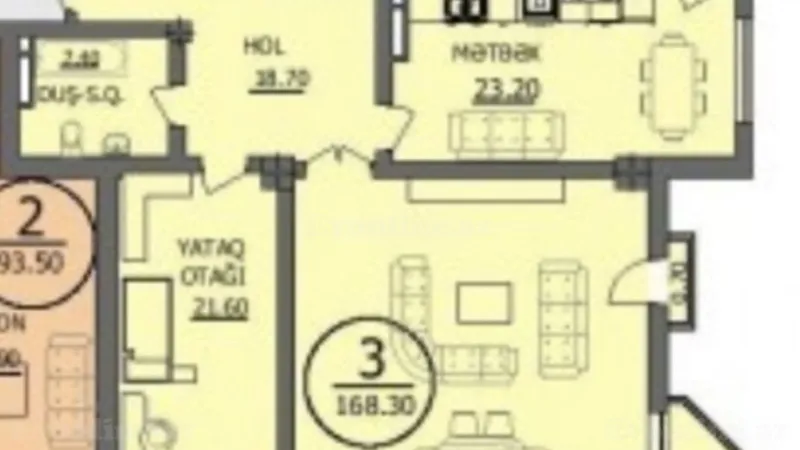 Satılır 3 otaqlı Mənzil Yeni tikili 168 m² Nəriman Nərimanov m. - şəkil 2
