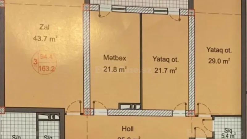 Satılır 3 otaqlı Mənzil Yeni tikili 163.4 m² Nərimanov r. - şəkil 2