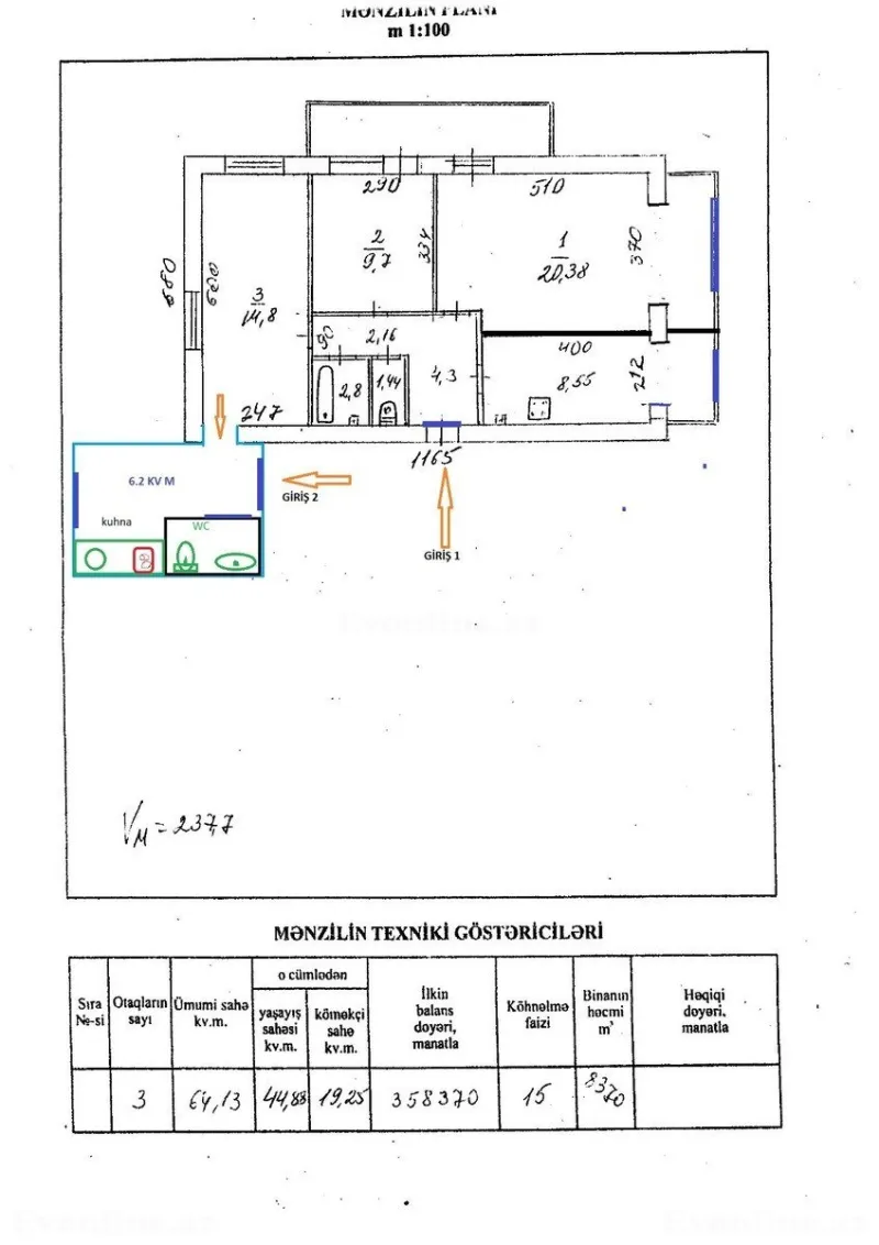 Satılır 3 otaqlı Mənzil Köhnə tikili 85 m² Nəriman Nərimanov m. - şəkil 12