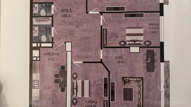 Satılır 4 otaqlı Mənzil Yeni tikili 148.3 m² 28 May m. - şəkil 3