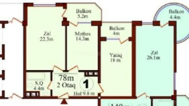 Satılır 2 otaqlı Mənzil Yeni tikili 78 m² Yeni Yasamal - şəkil 8