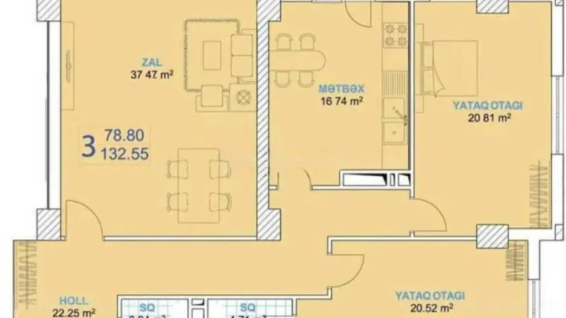 Satılır 3 otaqlı Mənzil Yeni tikili 133 m² Nəriman Nərimanov m. - şəkil 4