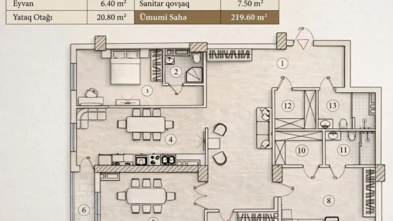 Satılır 4 otaqlı Mənzil Yeni tikili 220 m² Gənclik m. - şəkil 2