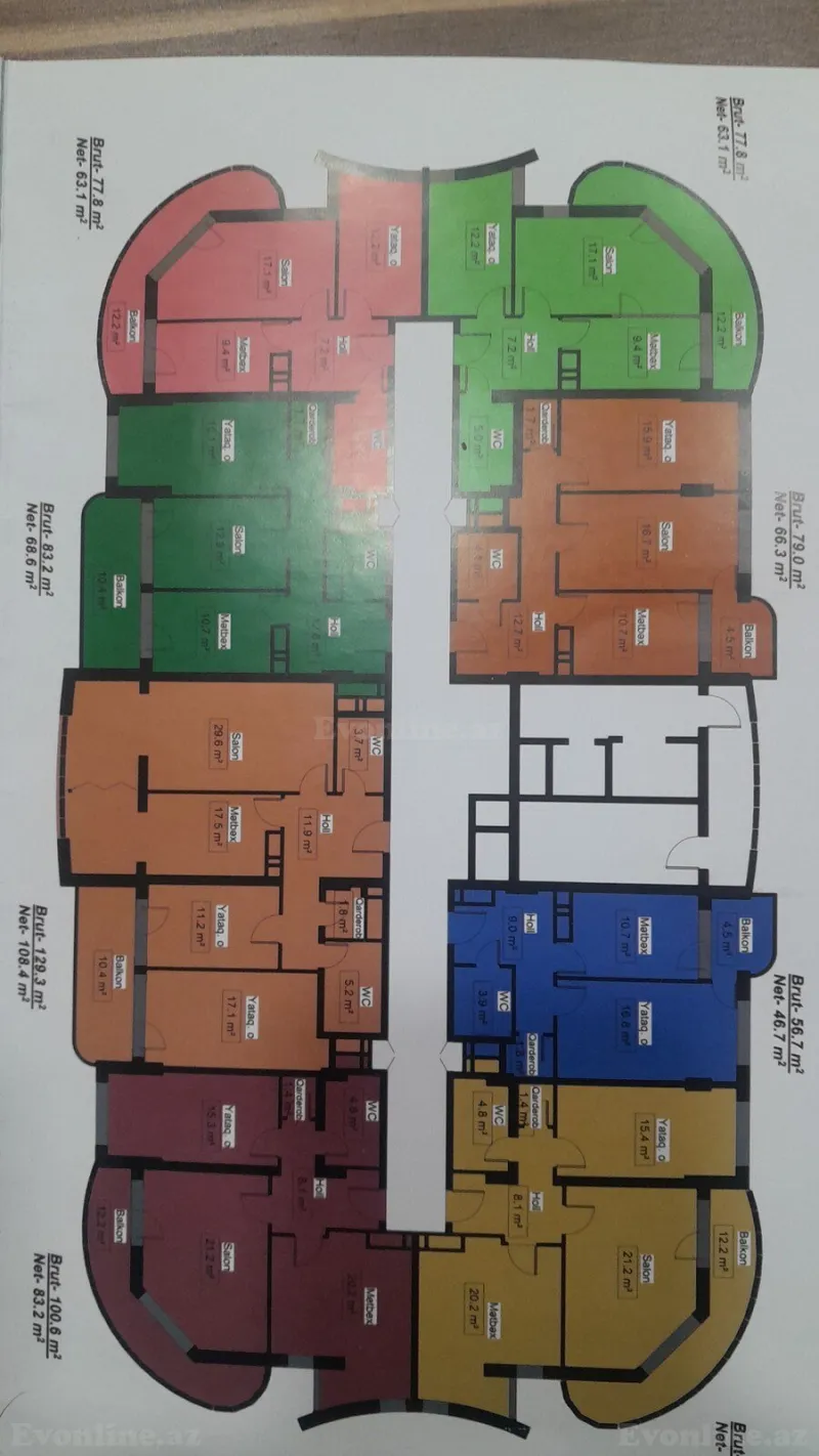 Satılır 3 otaqlı Mənzil Yeni tikili 129 m² Qaradağ r. - şəkil 2