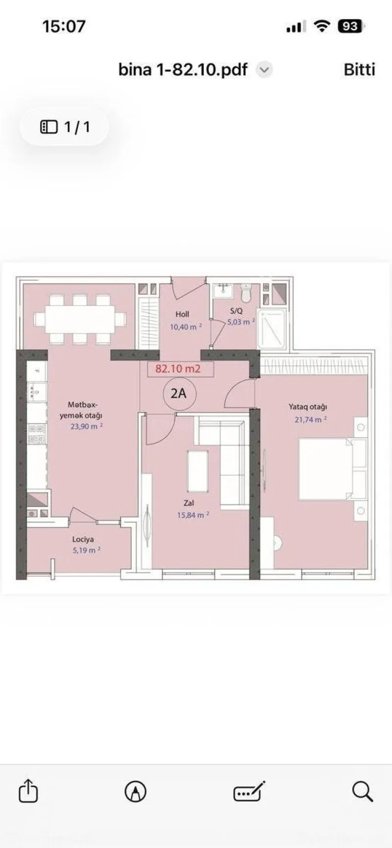 Satılır 2 otaqlı Mənzil Yeni tikili 82.1 m² 7-ci mikrorayon - şəkil 4