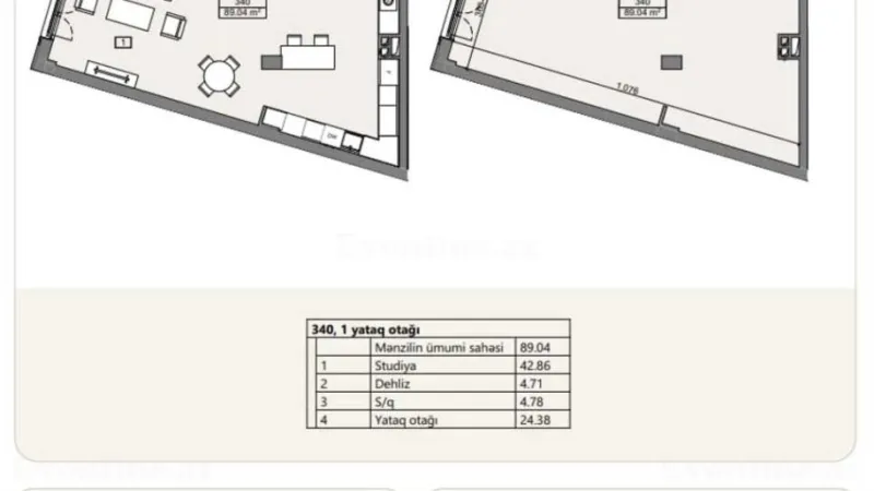 Satılır 2 otaqlı Mənzil Yeni tikili 89.4 m² Sabunçu r. - şəkil 2