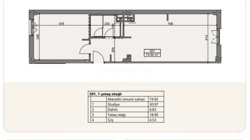 Satılır 2 otaqlı Mənzil Yeni tikili 74.9 m² Sabunçu r. - şəkil 2