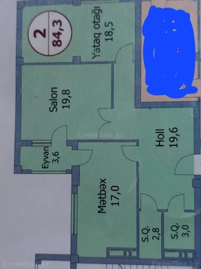 Satılır 2 otaqlı Mənzil Yeni tikili 85 m² Nəriman Nərimanov m. - şəkil 3