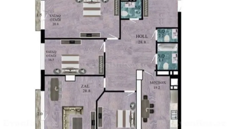 Satılır 4 otaqlı Mənzil Yeni tikili 148.3 m² 28 May m. - şəkil 4