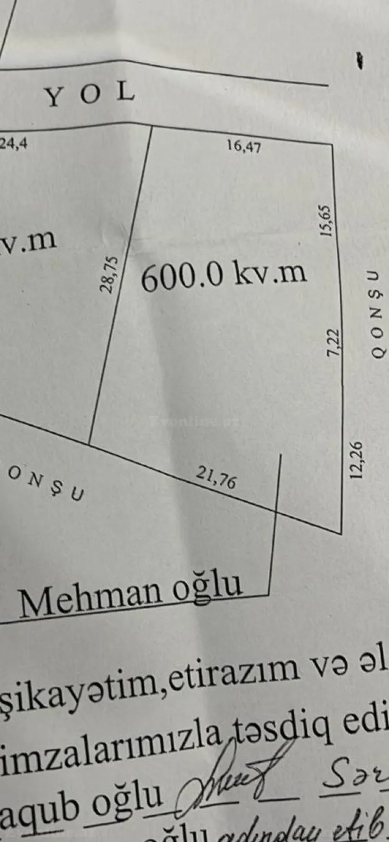 Satılır Torpaq 6 sot Şüvəlan