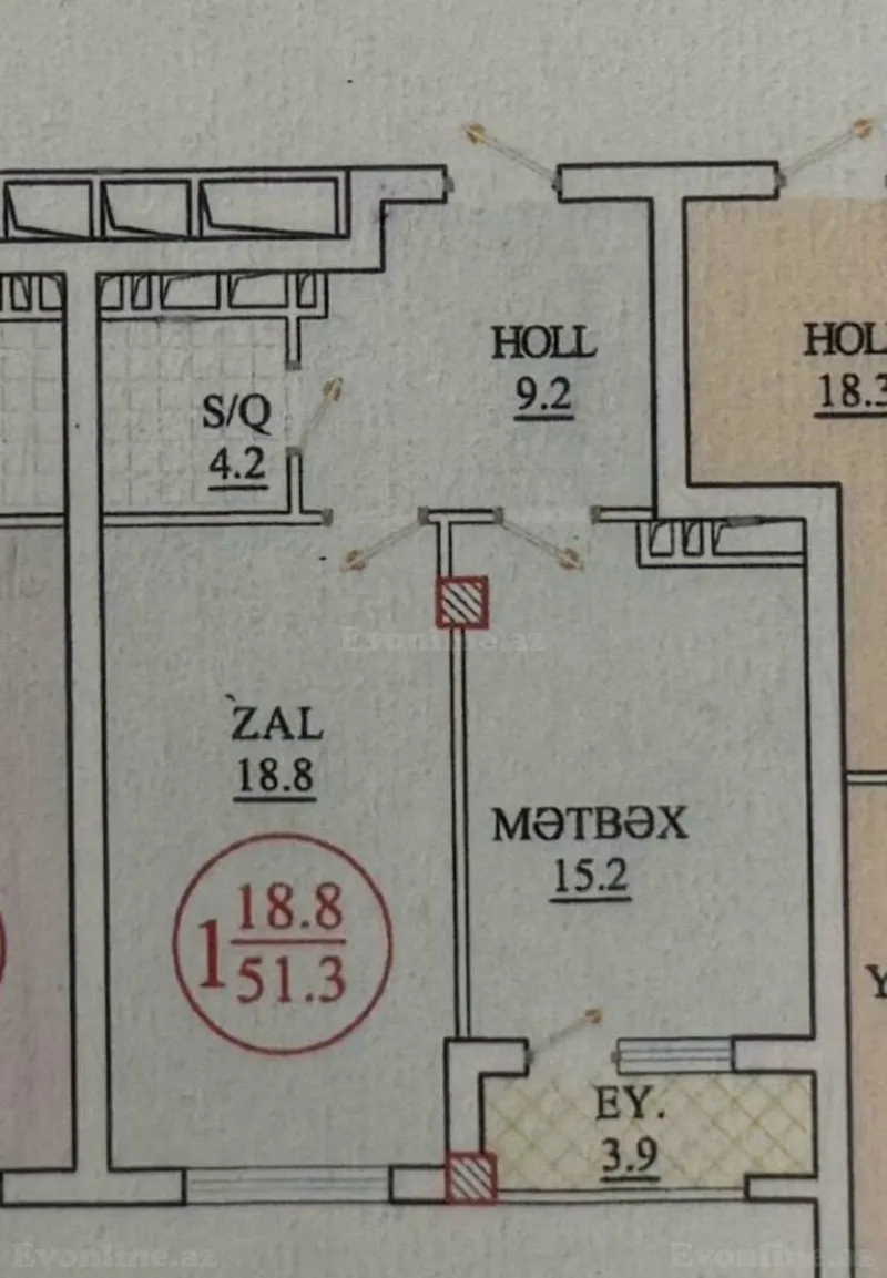 Satılır 1 otaqlı Mənzil Köhnə tikili 50 m² Yasamal - şəkil 10