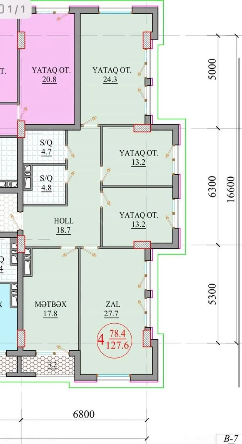 Satılır 4 otaqlı Mənzil Yeni tikili 127 m² Nəriman Nərimanov m. - şəkil 21