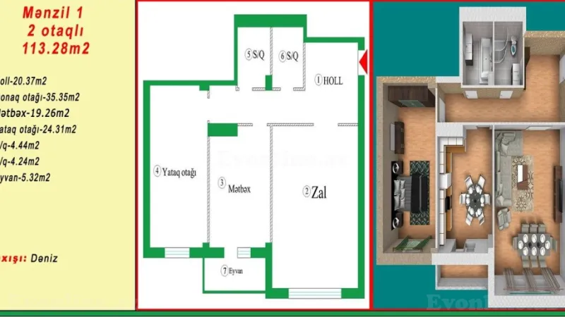 Satılır 3 otaqlı Mənzil Yeni tikili 115 m² 28 May m. - şəkil 9