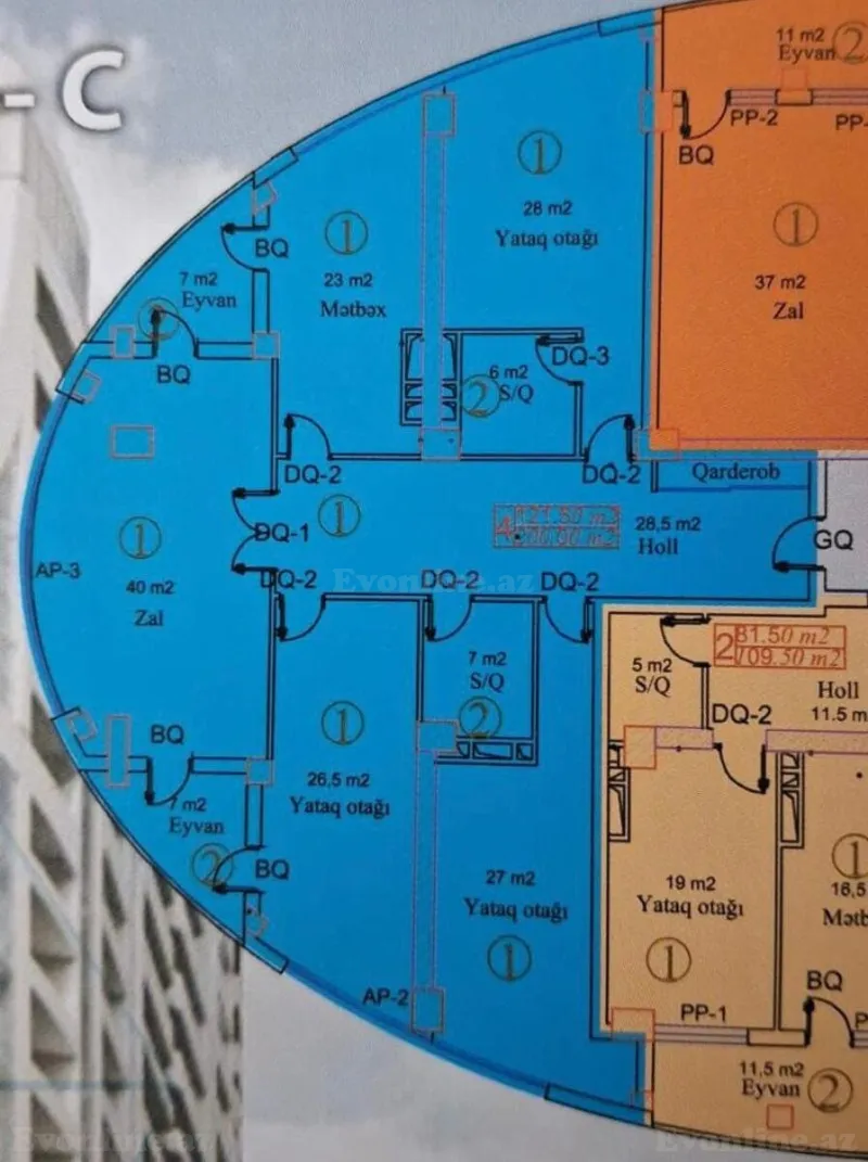Satılır 4 otaqlı Mənzil Yeni tikili 200 m² Həzi Aslanov - şəkil 3