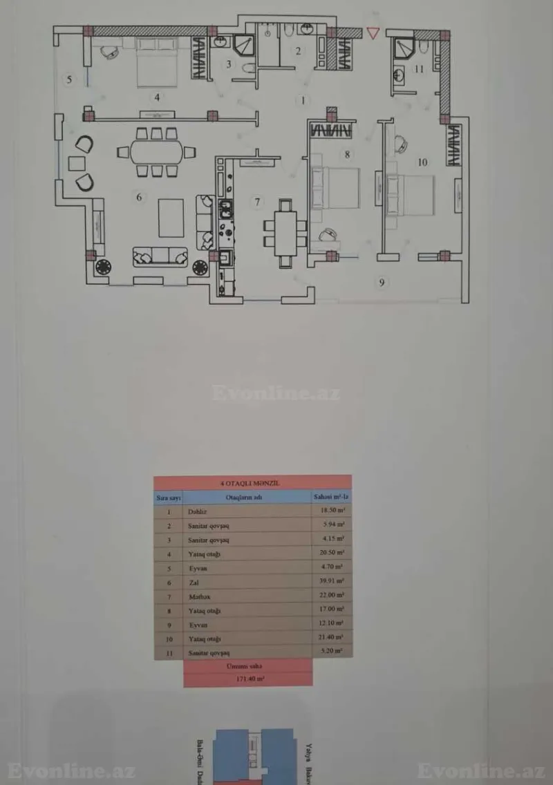 Satılır 3 otaqlı Mənzil Yeni tikili 172 m² Nəriman Nərimanov m. - şəkil 7