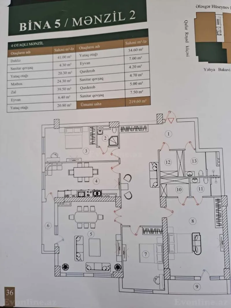 Satılır 4 otaqlı Mənzil Yeni tikili 219.6 m² Nəriman Nərimanov m. - şəkil 3