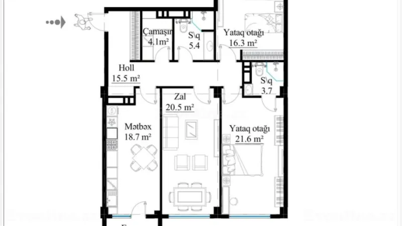 Satılır 3 otaqlı Mənzil Yeni tikili 115 m² Nəriman Nərimanov m. - şəkil 9