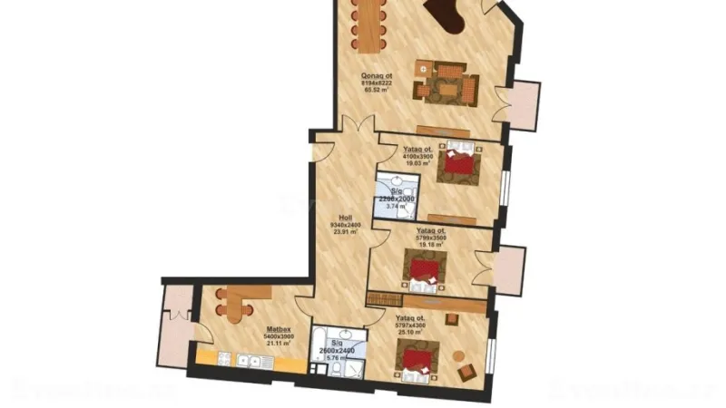 Satılır 5 otaqlı Mənzil Yeni tikili 209 m² Xətai r. - şəkil 2