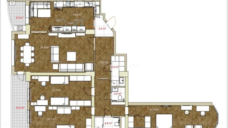 Satılır 4 otaqlı Mənzil Yeni tikili 165 m² 9-cu mikrorayon - şəkil 2