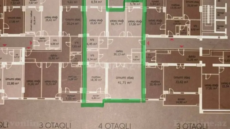 Satılır 4 otaqlı Mənzil Yeni tikili 185 m² Həzi Aslanov - şəkil 3