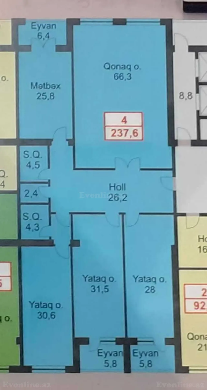 Satılır 4 otaqlı Mənzil Yeni tikili 237.6 m² Nərimanov r. - şəkil 6