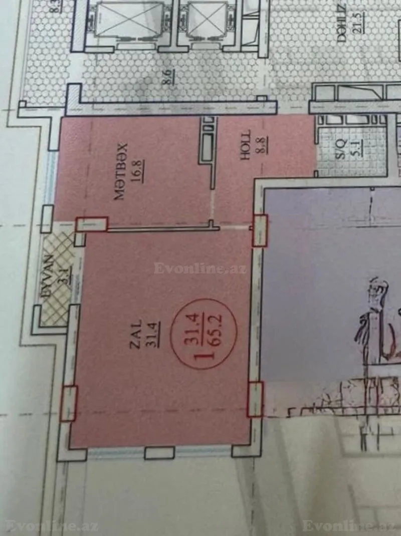Satılır 2 otaqlı Mənzil Yeni tikili 65.2 m² 8-ci mikrorayon - şəkil 7