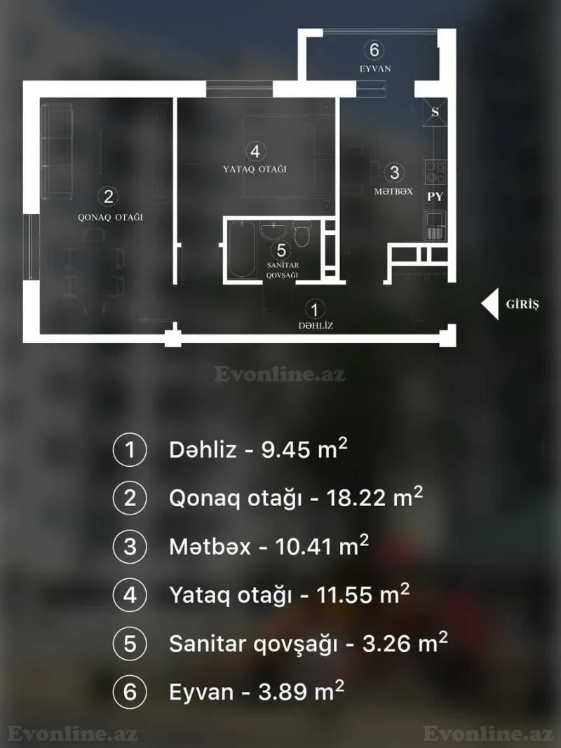Satılır 2 otaqlı Mənzil Yeni tikili 65 m² Yasamal r. - şəkil 2