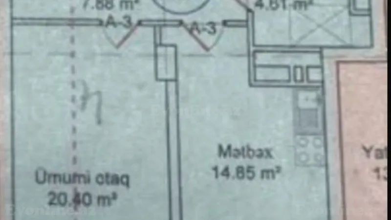 Satılır 1 otaqlı Mənzil Yeni tikili 52 m² Qara Qarayev m. - şəkil 2