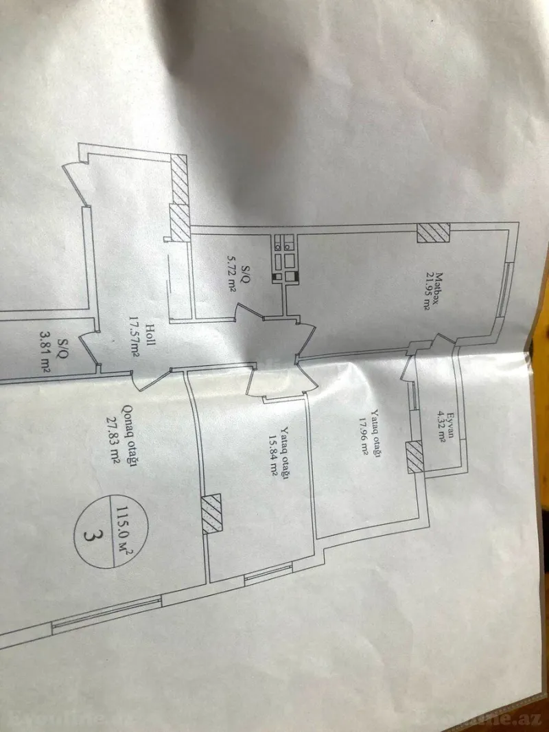 Satılır 3 otaqlı Mənzil Yeni tikili 115 m² Nəriman Nərimanov m. - şəkil 2