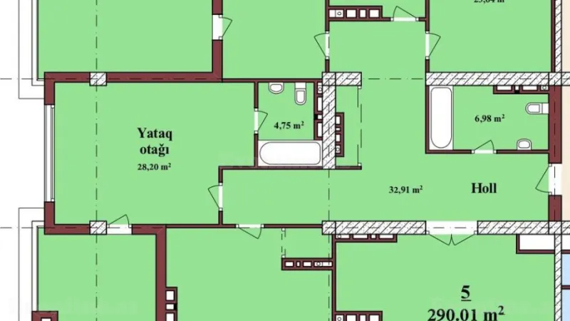 Satılır 5 otaqlı Mənzil Yeni tikili 290 m² Elmlər Akademiyası m. - şəkil 5