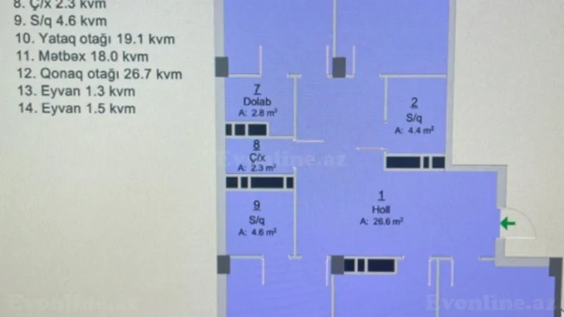 Kirayə verilir 4 otaqlı Mənzil Yeni tikili 143 m² Sumqayıt - şəkil 6