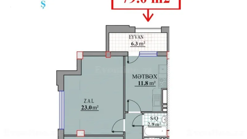Satılır 3 otaqlı Mənzil Yeni tikili 80 m² Suraxanı r. - şəkil 3