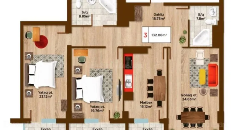 Satılır 3 otaqlı Mənzil Yeni tikili 143 m² Nəriman Nərimanov m.