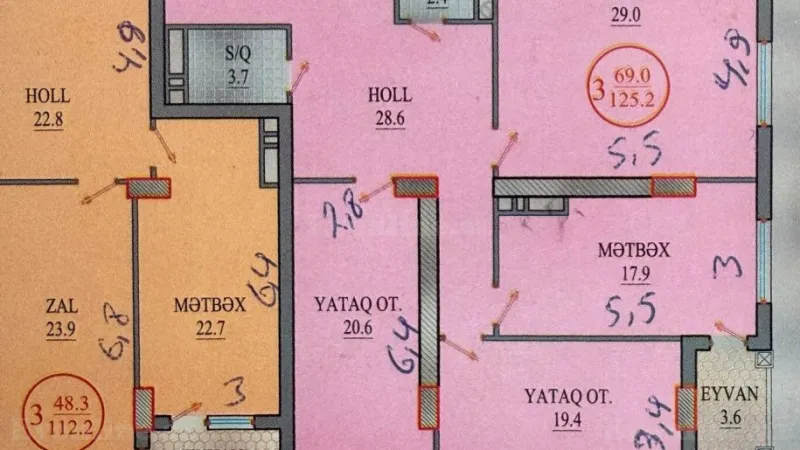 Satılır 3 otaqlı Mənzil Yeni tikili 126 m² 28 May m. - şəkil 2