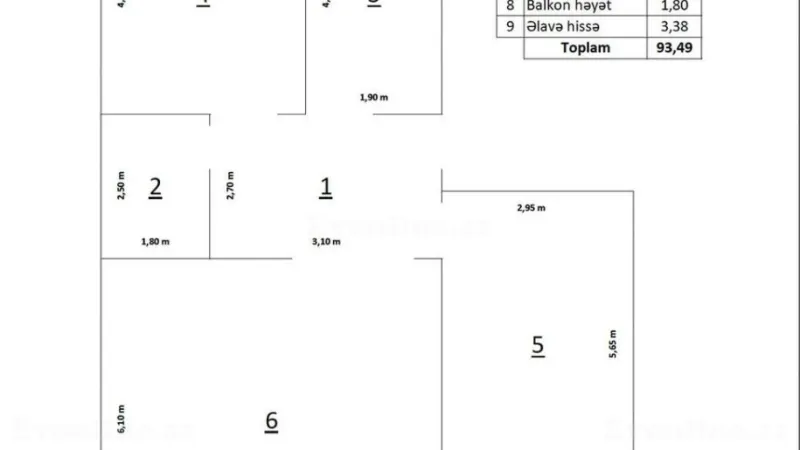 Satılır 3 otaqlı Mənzil Köhnə tikili 93.5 m² 28 May m. - şəkil 2